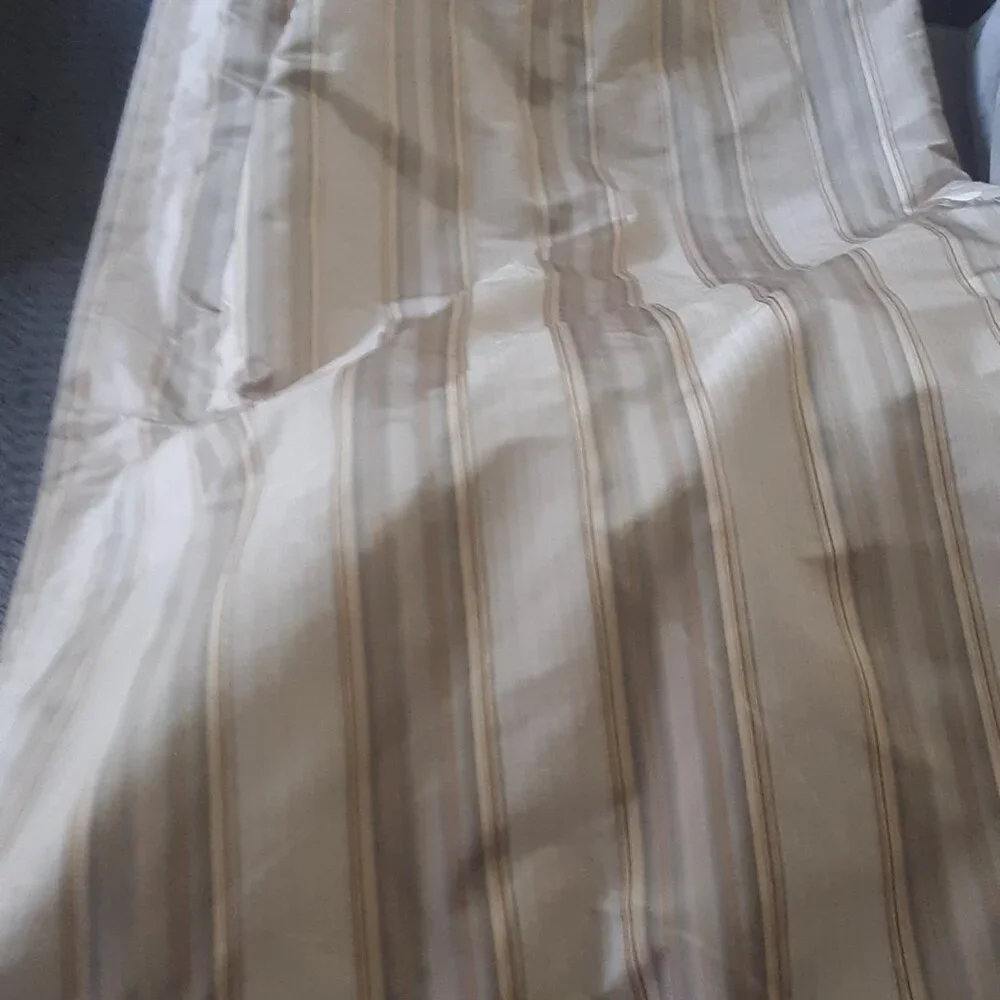 Calico Home Lined 32W x 92L Striped Pleated Silk Drapes. Set of 2